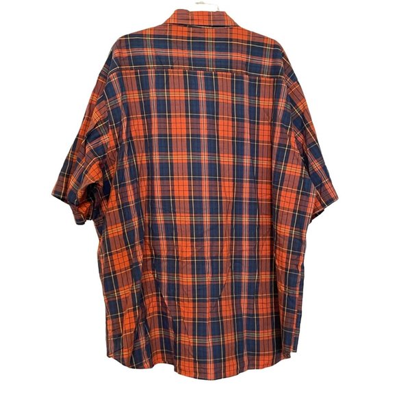 REDHEAD Mens Short Sleeve Dress Shirt 2XL Plaid Orange Blue XXL XXLarge Casual - Picture 6 of 7
